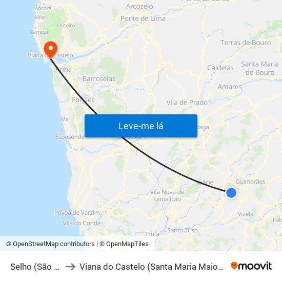 Selho (São Cristóvão) to Viana do Castelo (Santa Maria Maior e Monserrate) e Meadela map