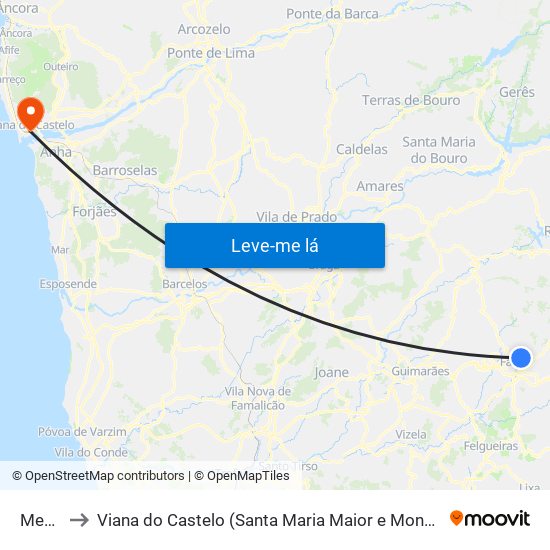 Medelo to Viana do Castelo (Santa Maria Maior e Monserrate) e Meadela map