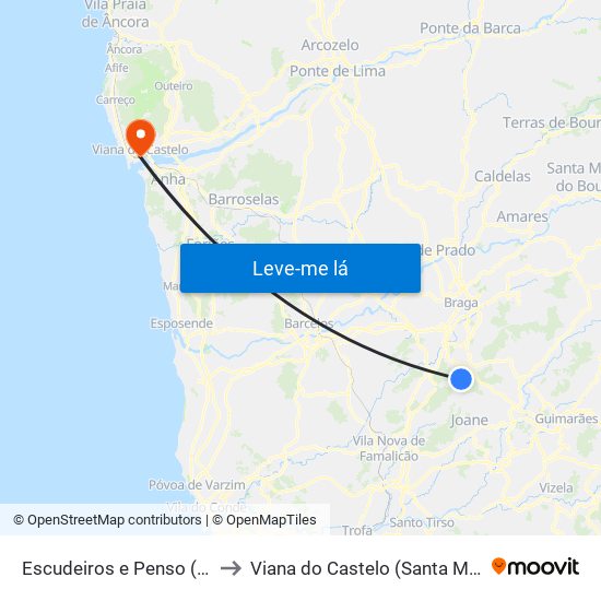 Escudeiros e Penso (Santo Estêvão e São Vicente) to Viana do Castelo (Santa Maria Maior e Monserrate) e Meadela map