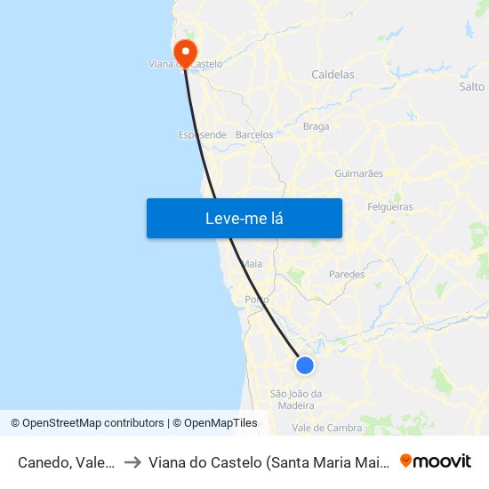 Canedo, Vale e Vila Maior to Viana do Castelo (Santa Maria Maior e Monserrate) e Meadela map