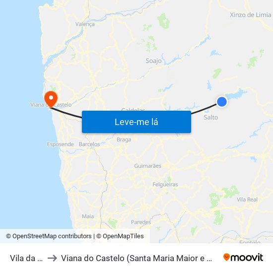 Vila da Ponte to Viana do Castelo (Santa Maria Maior e Monserrate) e Meadela map