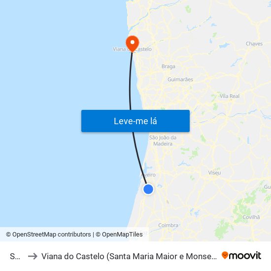 Sosa to Viana do Castelo (Santa Maria Maior e Monserrate) e Meadela map