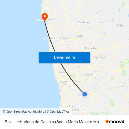 Rio Mau to Viana do Castelo (Santa Maria Maior e Monserrate) e Meadela map