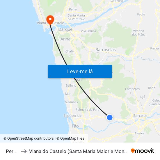 Perelhal to Viana do Castelo (Santa Maria Maior e Monserrate) e Meadela map