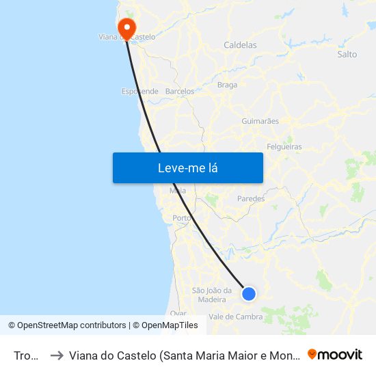 Tropeço to Viana do Castelo (Santa Maria Maior e Monserrate) e Meadela map