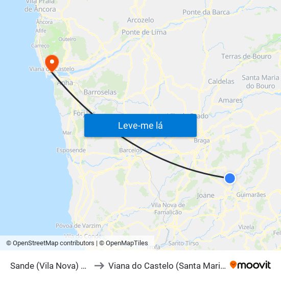 Sande (Vila Nova) e Sande (São Clemente) to Viana do Castelo (Santa Maria Maior e Monserrate) e Meadela map