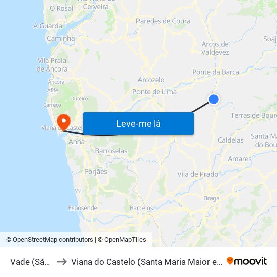 Vade (São Pedro) to Viana do Castelo (Santa Maria Maior e Monserrate) e Meadela map