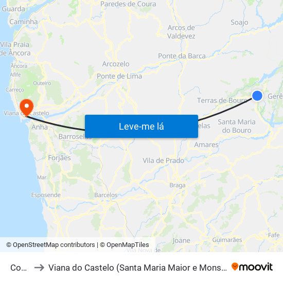 Covide to Viana do Castelo (Santa Maria Maior e Monserrate) e Meadela map