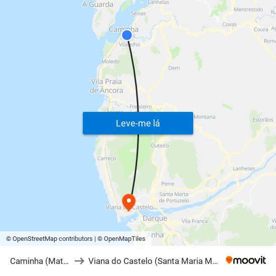 Caminha (Matriz) e Vilarelho to Viana do Castelo (Santa Maria Maior e Monserrate) e Meadela map