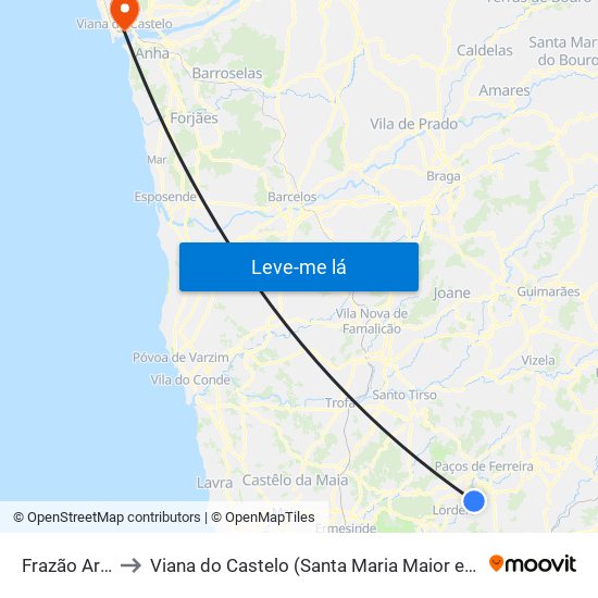 Frazão Arreigada to Viana do Castelo (Santa Maria Maior e Monserrate) e Meadela map