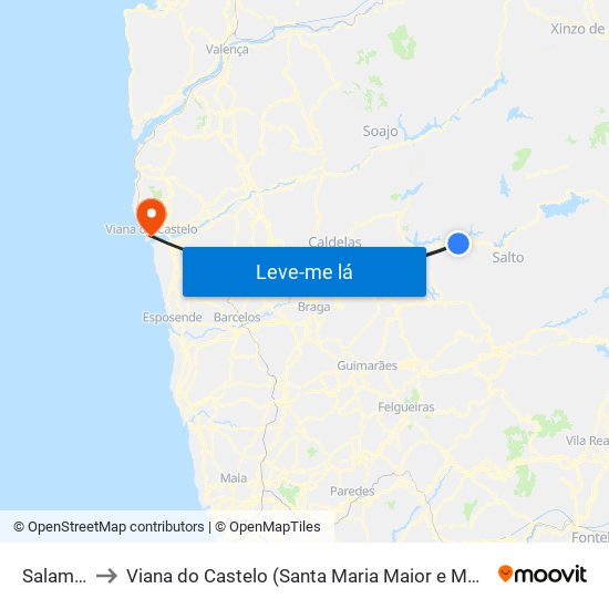 Salamonde to Viana do Castelo (Santa Maria Maior e Monserrate) e Meadela map