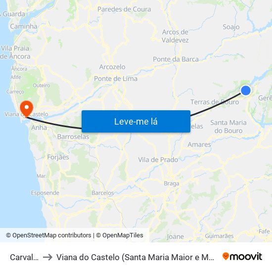 Carvalheira to Viana do Castelo (Santa Maria Maior e Monserrate) e Meadela map