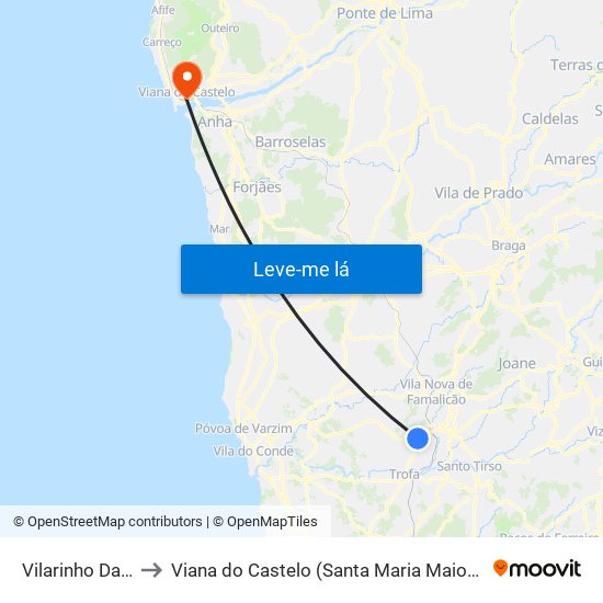 Vilarinho Das Cambas to Viana do Castelo (Santa Maria Maior e Monserrate) e Meadela map