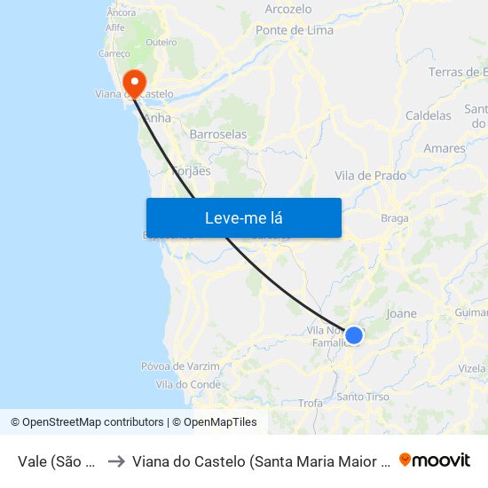 Vale (São Martinho) to Viana do Castelo (Santa Maria Maior e Monserrate) e Meadela map