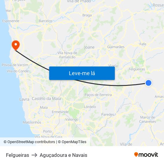 Felgueiras to Aguçadoura e Navais map