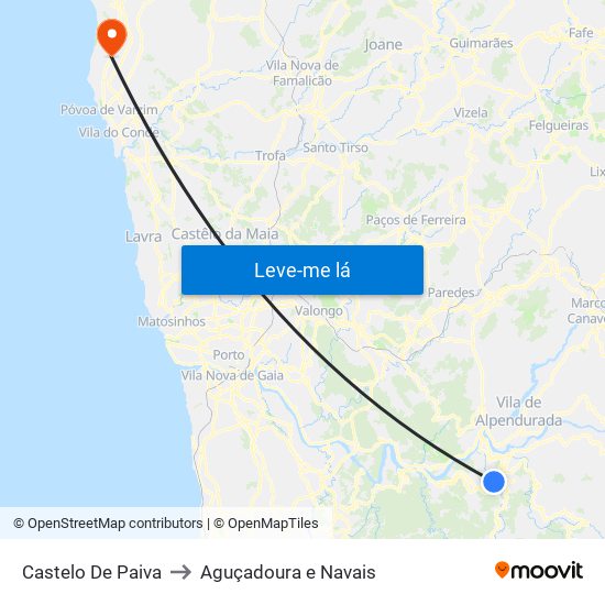 Castelo De Paiva to Aguçadoura e Navais map