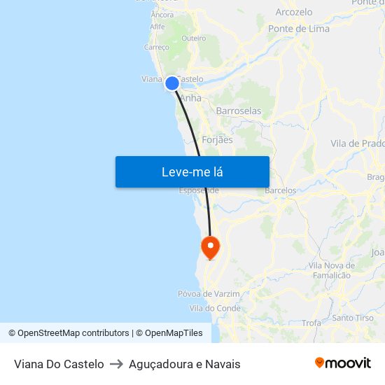 Viana Do Castelo to Aguçadoura e Navais map