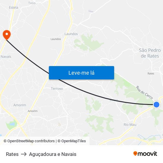 Rates to Aguçadoura e Navais map