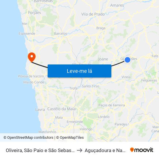 Oliveira, São Paio e São Sebastião to Aguçadoura e Navais map