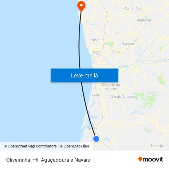 Oliveirinha to Aguçadoura e Navais map