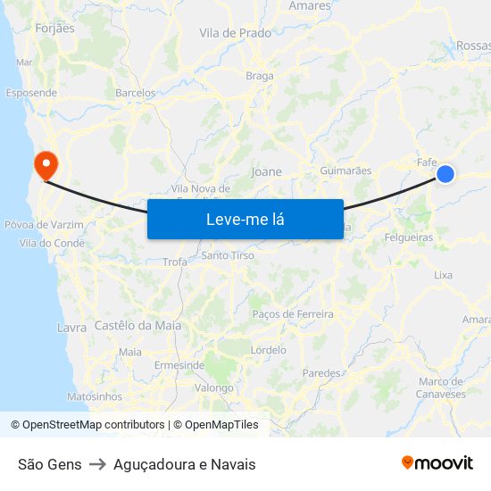 São Gens to Aguçadoura e Navais map