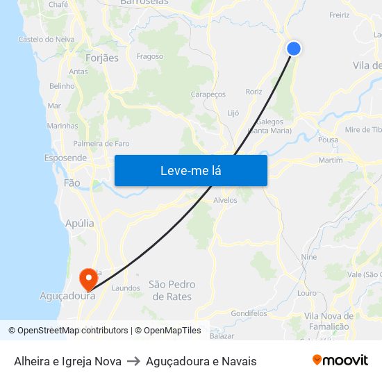 Alheira e Igreja Nova to Aguçadoura e Navais map