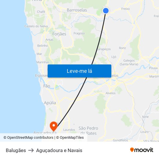 Balugães to Aguçadoura e Navais map