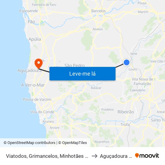Viatodos, Grimancelos, Minhotães e Monte de Fralães to Aguçadoura e Navais map