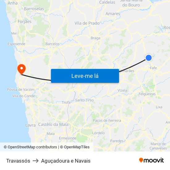 Travassós to Aguçadoura e Navais map