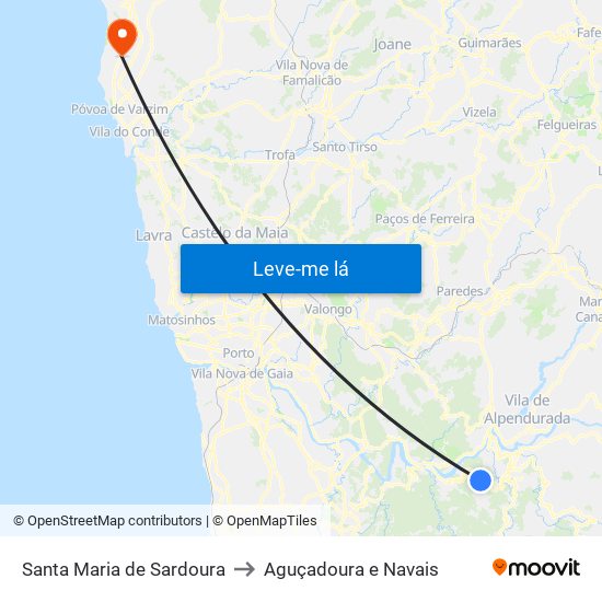 Santa Maria de Sardoura to Aguçadoura e Navais map
