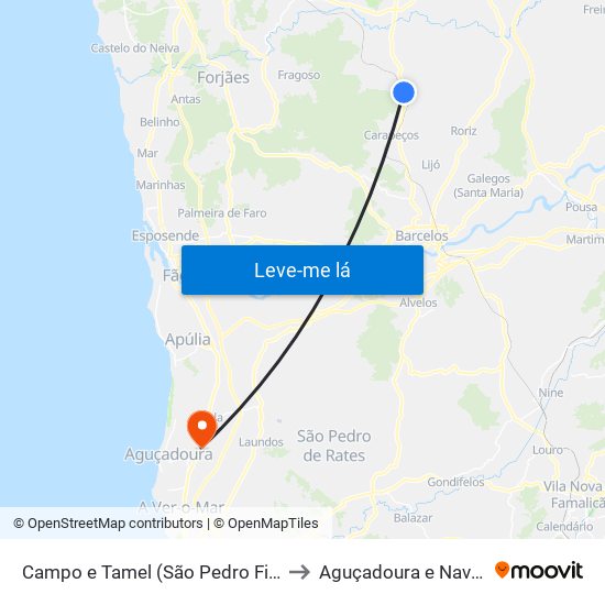 Campo e Tamel (São Pedro Fins) to Aguçadoura e Navais map