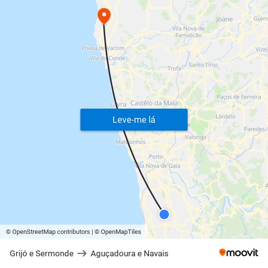 Grijó e Sermonde to Aguçadoura e Navais map