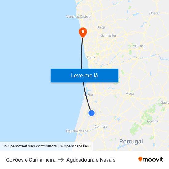 Covões e Camarneira to Aguçadoura e Navais map