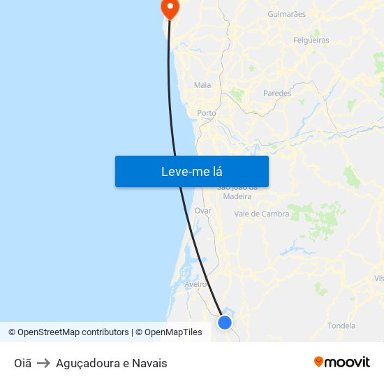 Oiã to Aguçadoura e Navais map