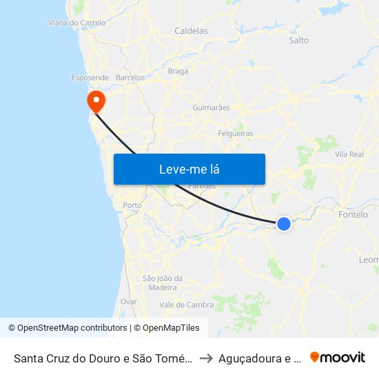 Santa Cruz do Douro e São Tomé de Covelas to Aguçadoura e Navais map