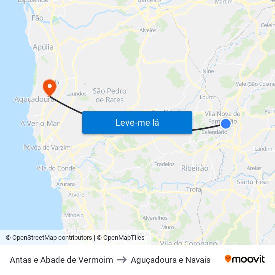 Antas e Abade de Vermoim to Aguçadoura e Navais map