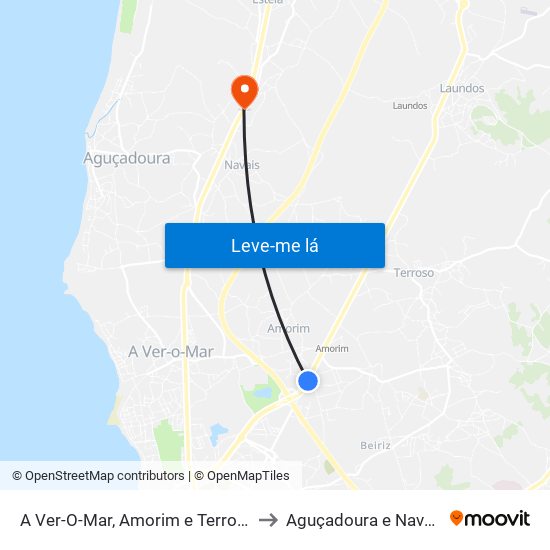 A Ver-O-Mar, Amorim e Terroso to Aguçadoura e Navais map