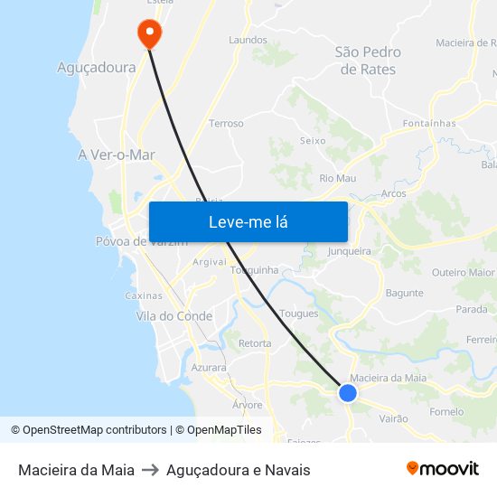Macieira da Maia to Aguçadoura e Navais map