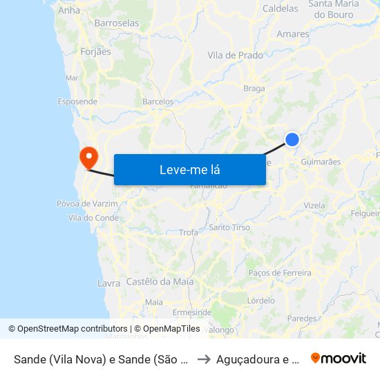 Sande (Vila Nova) e Sande (São Clemente) to Aguçadoura e Navais map