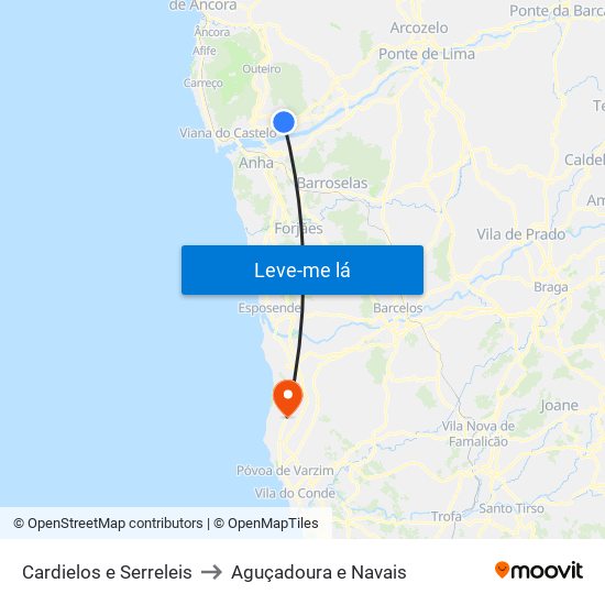 Cardielos e Serreleis to Aguçadoura e Navais map