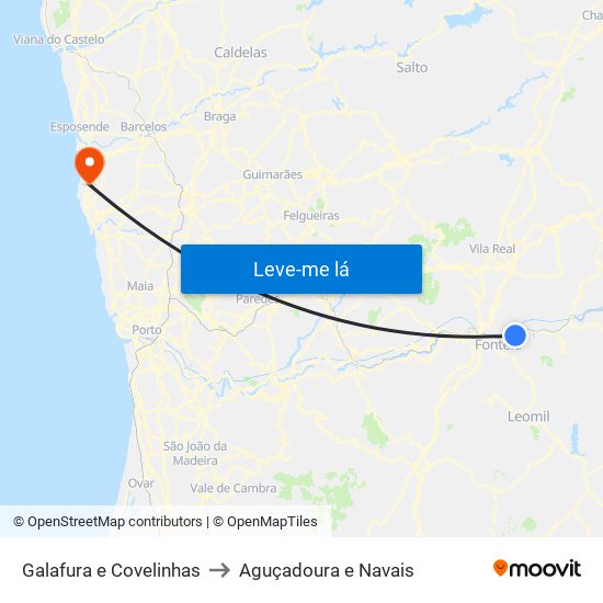 Galafura e Covelinhas to Aguçadoura e Navais map