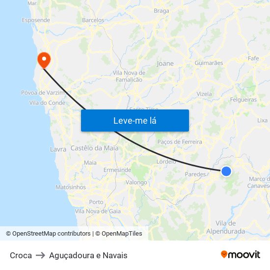 Croca to Aguçadoura e Navais map