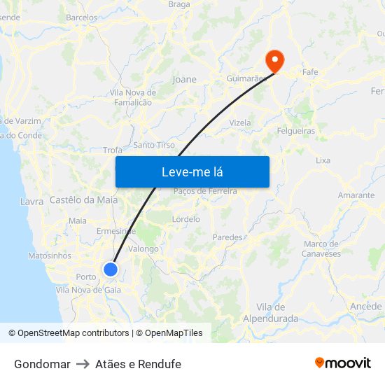 Gondomar to Atães e Rendufe map