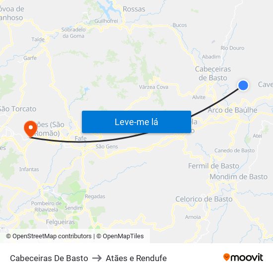 Cabeceiras De Basto to Atães e Rendufe map