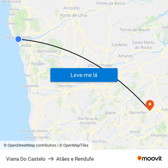 Viana Do Castelo to Atães e Rendufe map