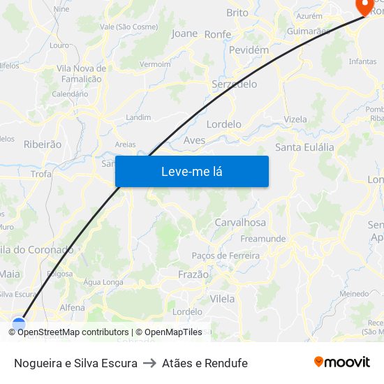 Nogueira e Silva Escura to Atães e Rendufe map