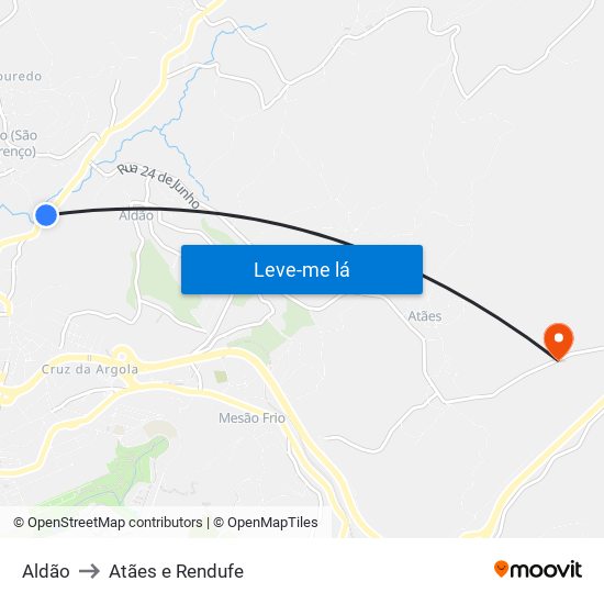 Aldão to Atães e Rendufe map