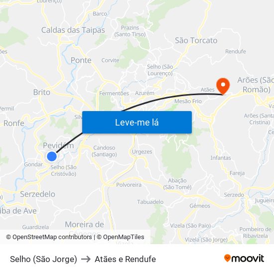 Selho (São Jorge) to Atães e Rendufe map