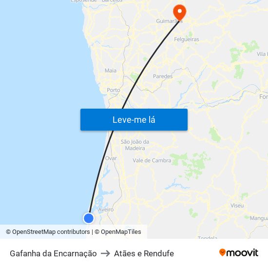 Gafanha da Encarnação to Atães e Rendufe map