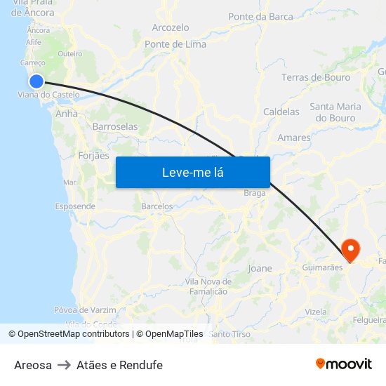 Areosa to Atães e Rendufe map